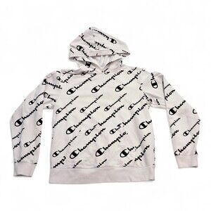 Champion Boys White Allover Logo Pullover Hoodie XL